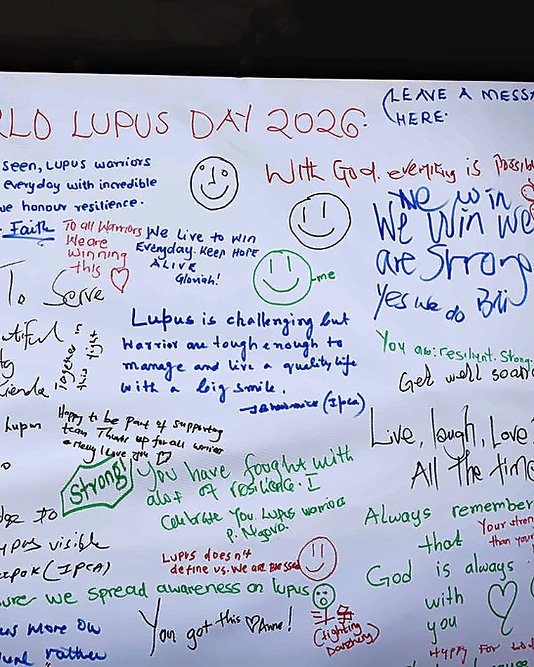 Messages of hope written by the LFA community on the World Lupus Day 2026 pledge wall