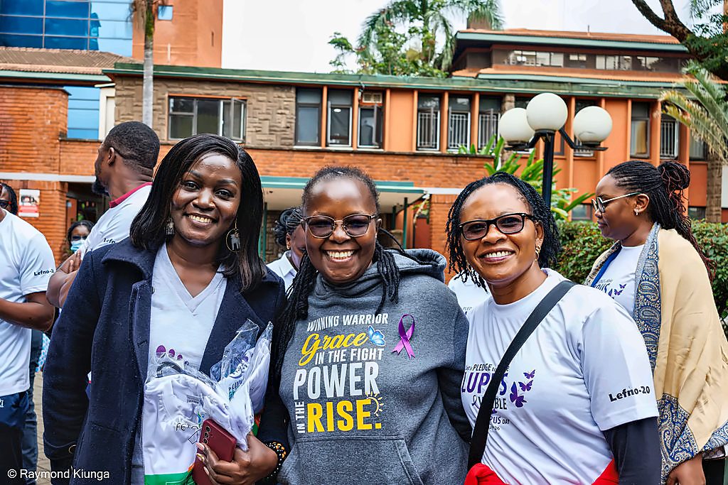 Community members gathered before the World Lupus Day walk